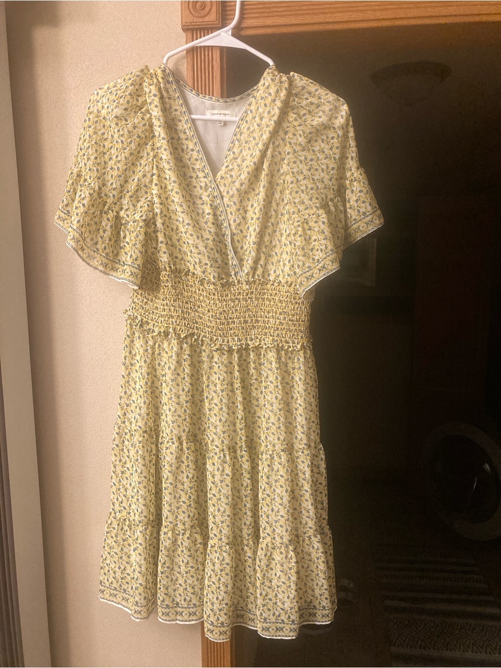 Max Studio Yellow Floral Smocked Mini Dress